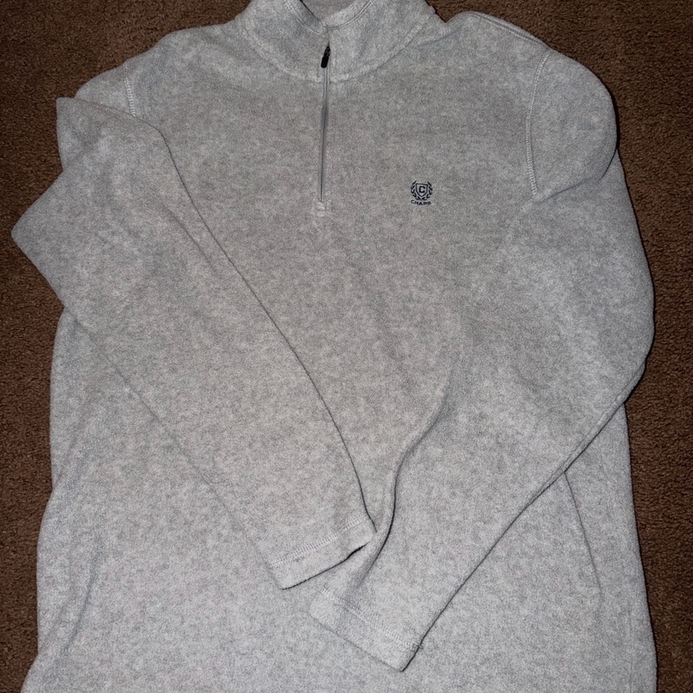Chaps Light Gray Zip-Up Sweater